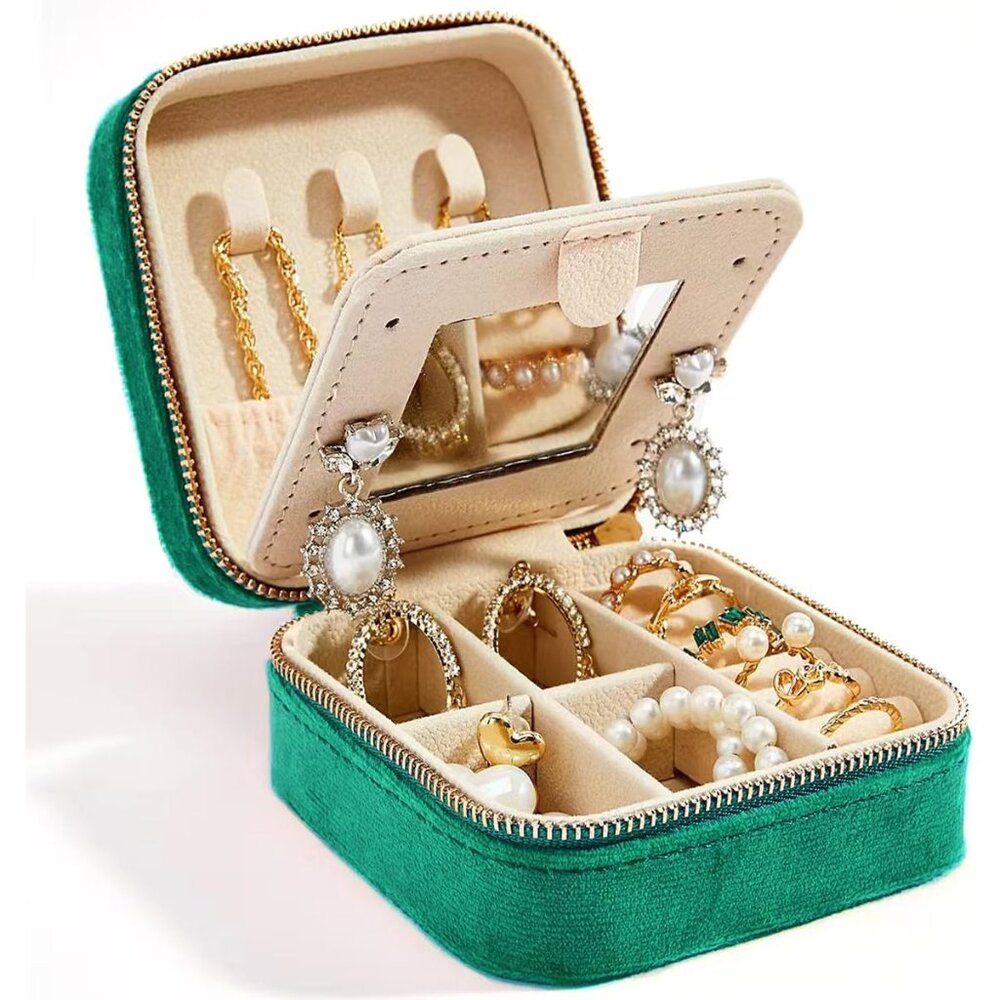Travel Velvet Jewelry Box with Mirror, Mini Gifts Case for Women Girls, Small Po - Picture 3 of 7